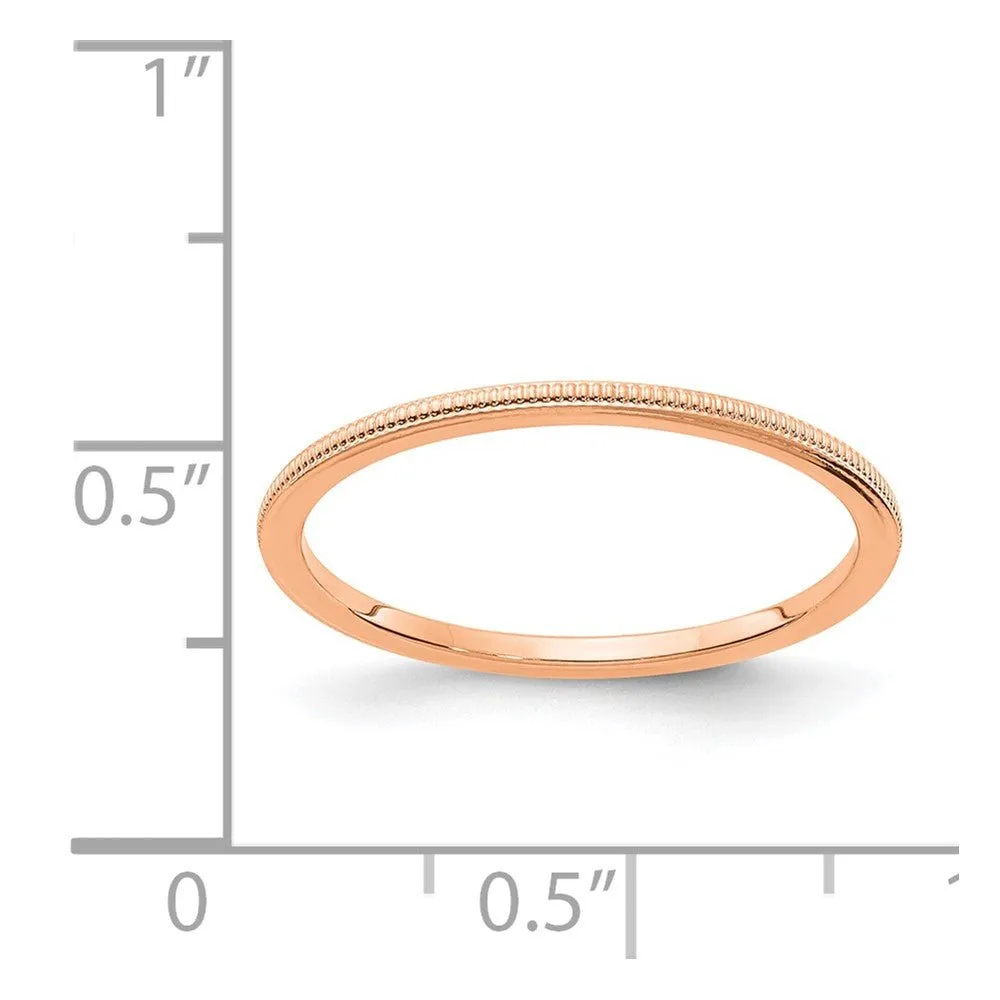 1.2mm 14k Rose Gold Milgrain Stackable Band