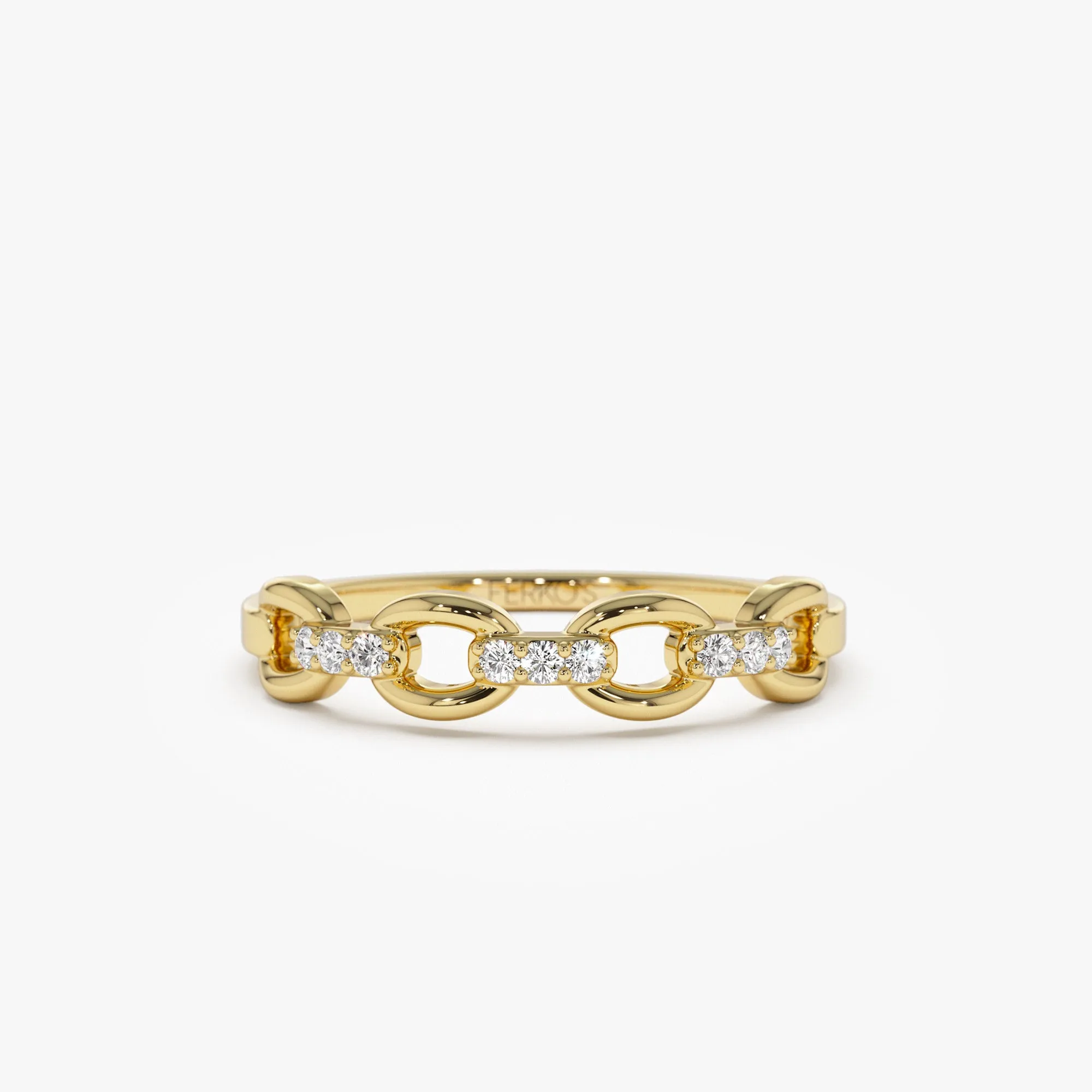 14K Cable Chain Link Diamond Ring