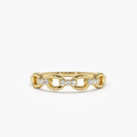 14K Cable Chain Link Diamond Ring