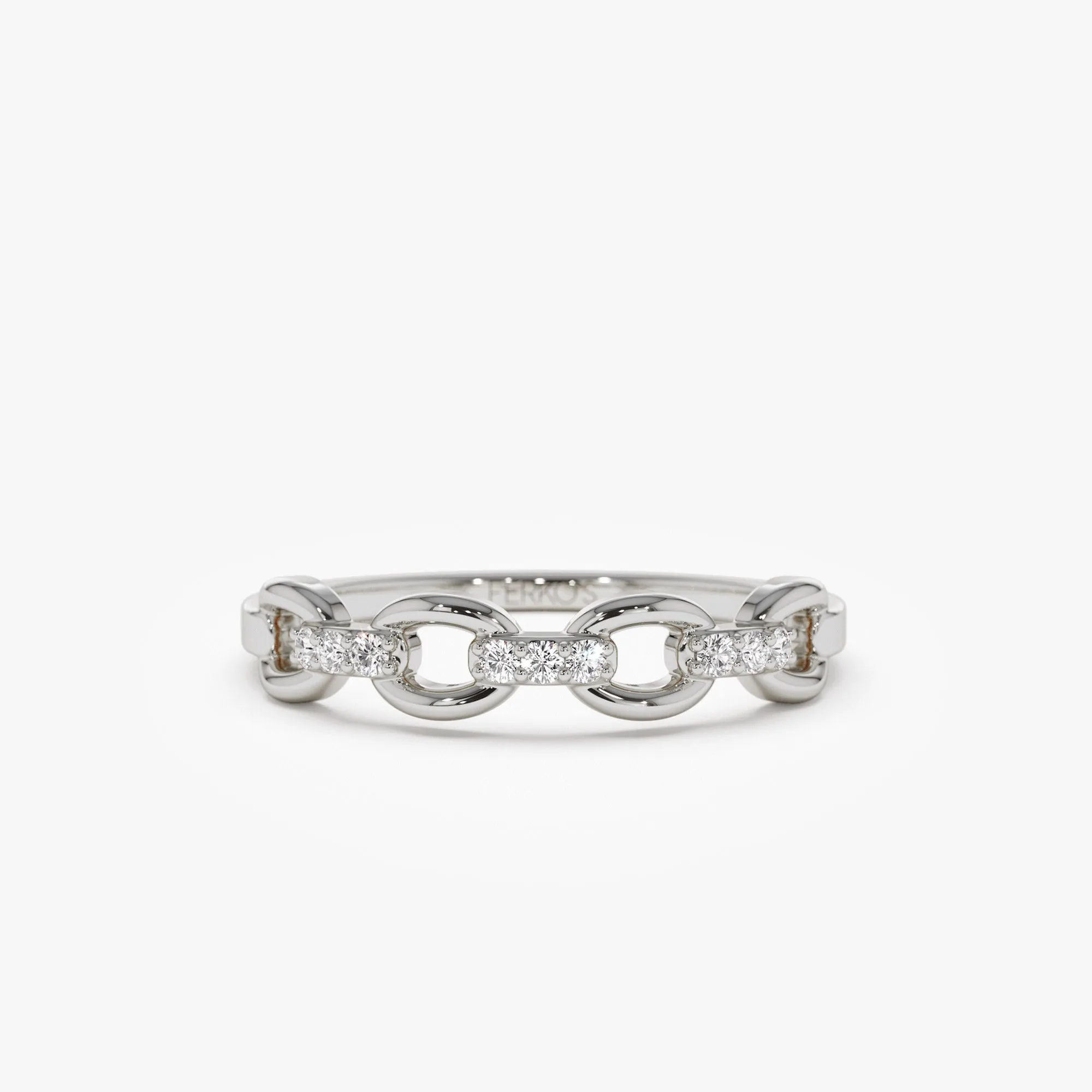 14K Cable Chain Link Diamond Ring