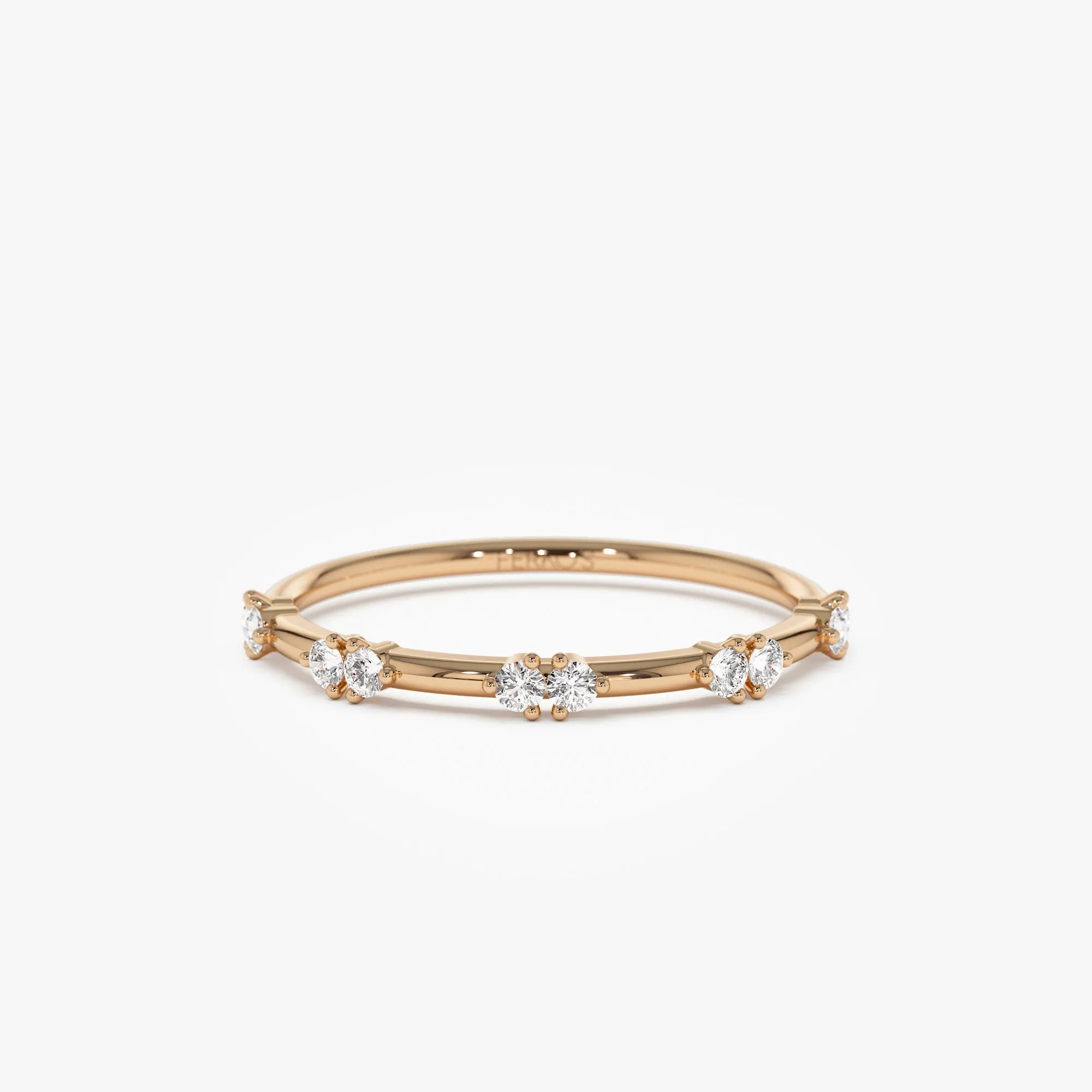 14k Dainty Stacking Diamond Wedding Band