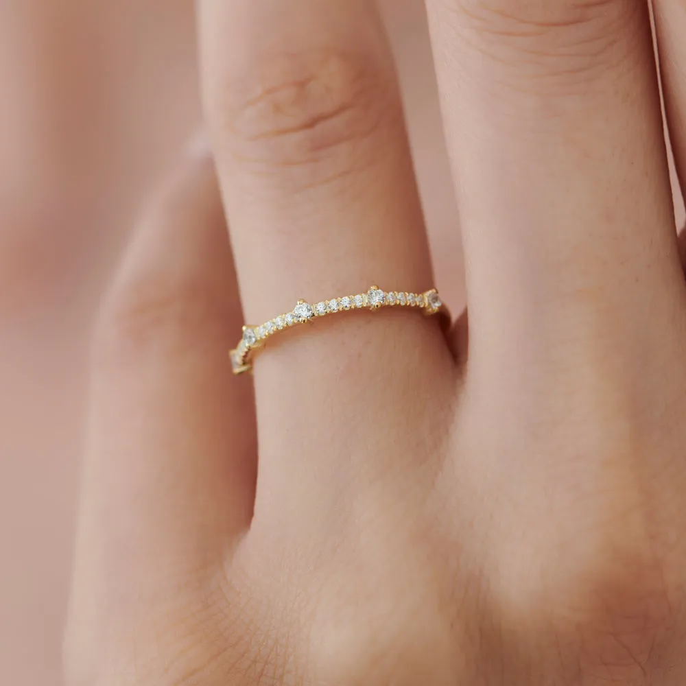 14k Dainty Stacking Diamond Wedding Band