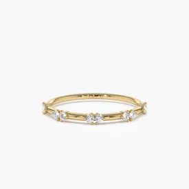 14k Dainty Stacking Diamond Wedding Band