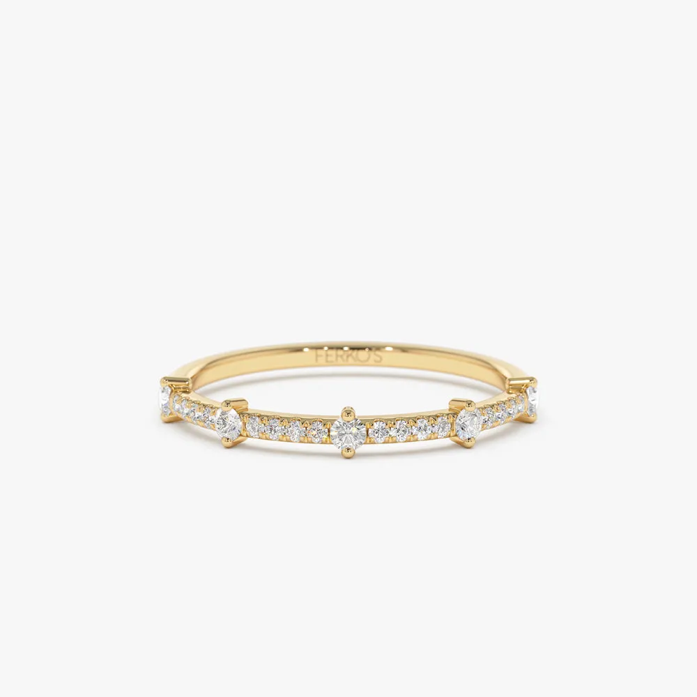 14k Dainty Stacking Diamond Wedding Band