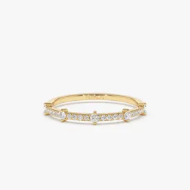 14k Dainty Stacking Diamond Wedding Band