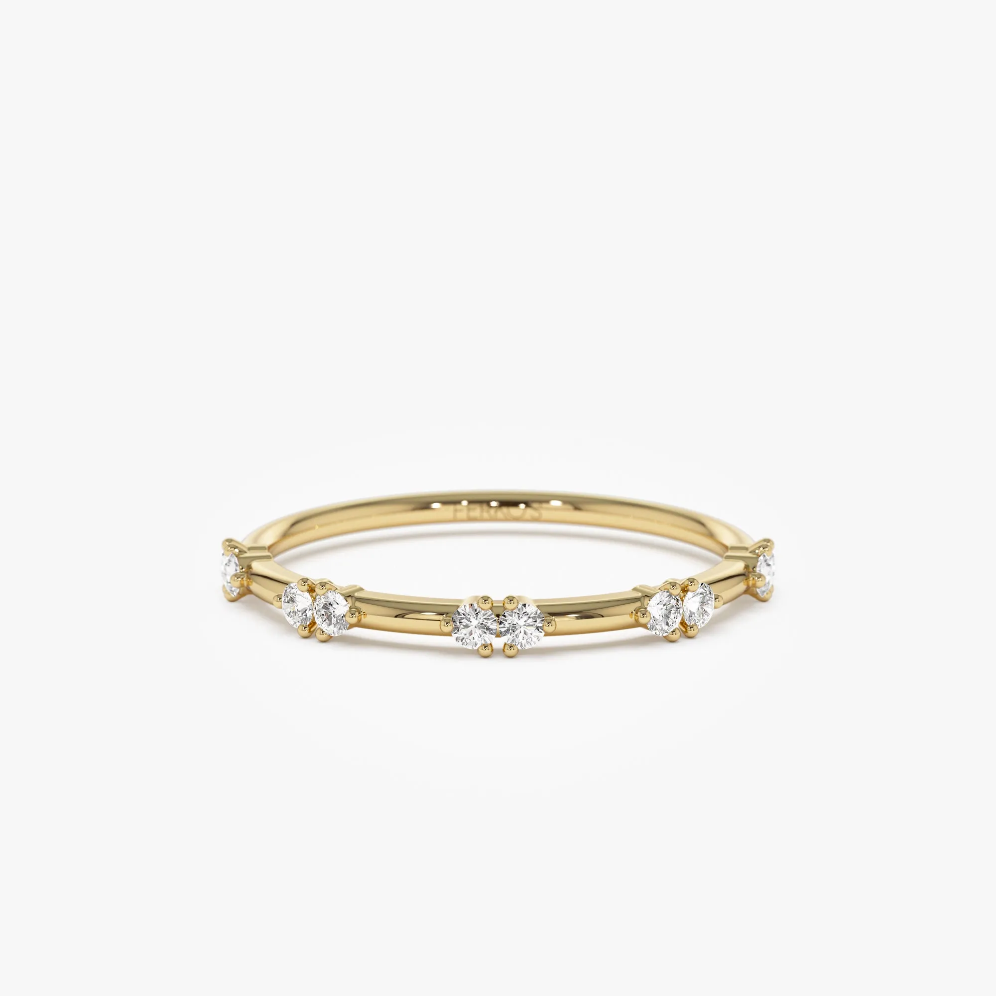 14k Dainty Stacking Diamond Wedding Band