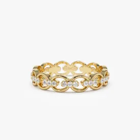 14k Gold Full Eternity Diamond Link Ring