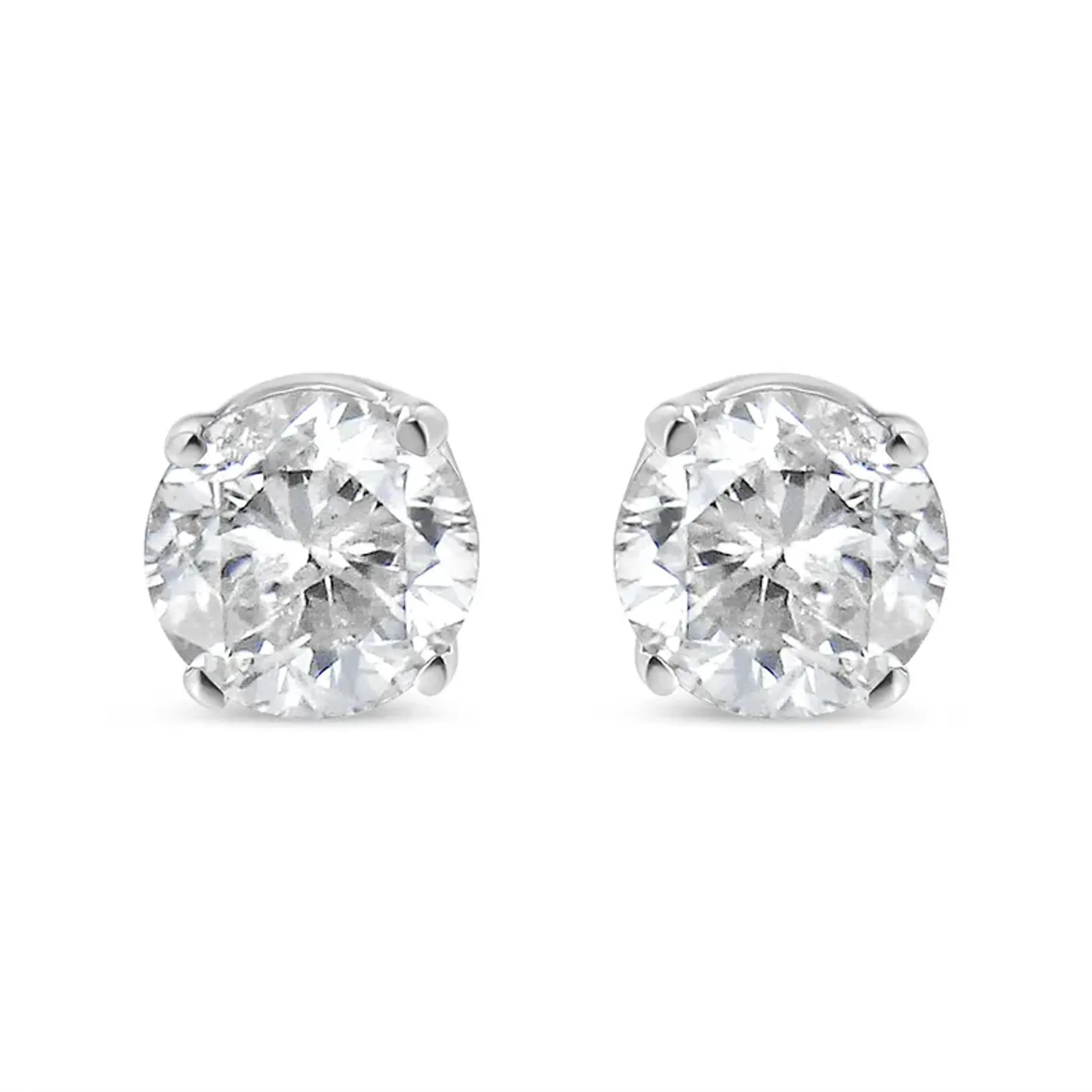 14K White Gold 1/6 Cttw Round Brilliant-Cut Near Colorless Diamond Classic 4-Prong Stud Earrings (H-I Color, SI1-SI2 Clarity)