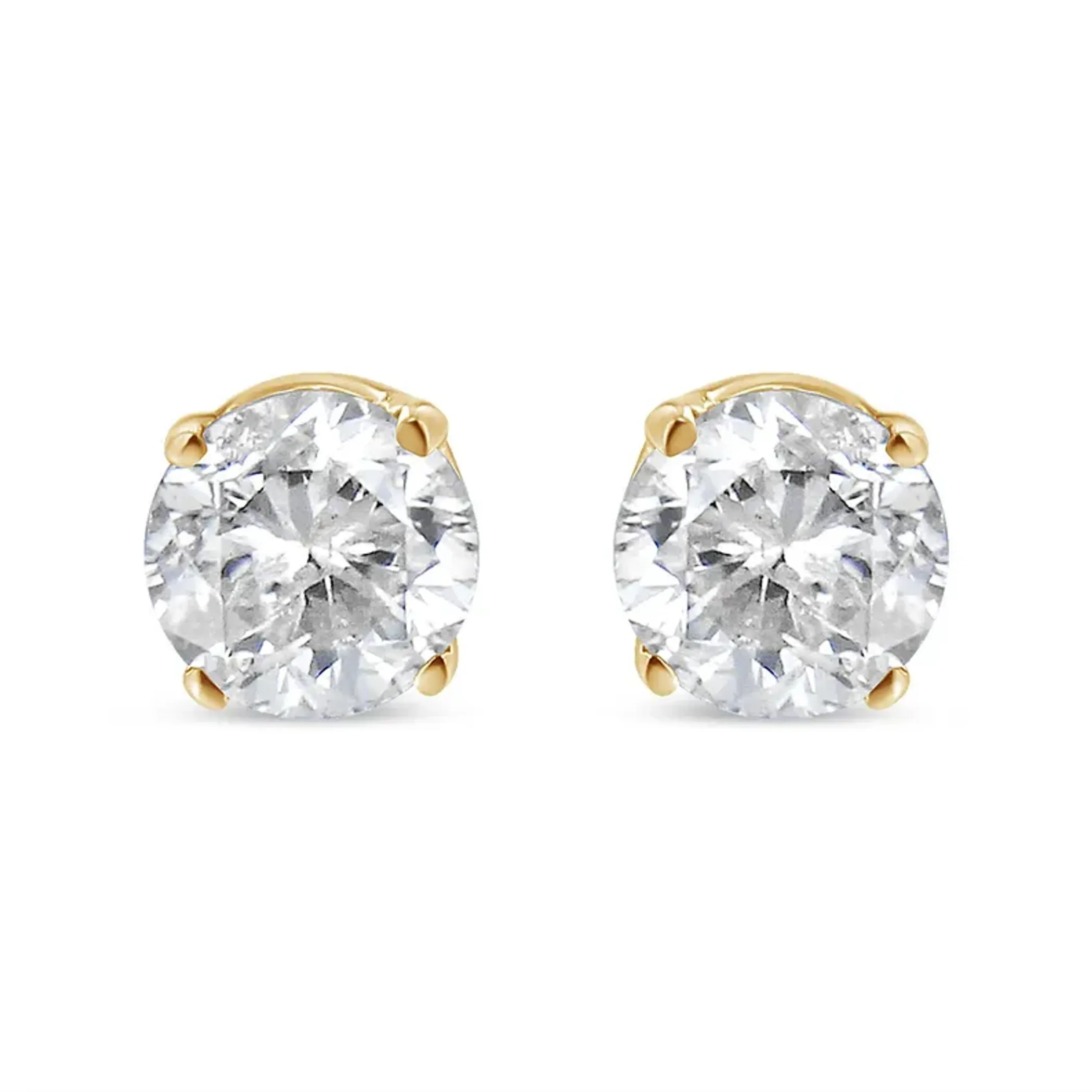 14K Yellow Gold 1/6 Cttw Round Brilliant-Cut Diamond Classic 4-Prong Stud Earrings (K-L Color, SI1-SI2 Clarity)