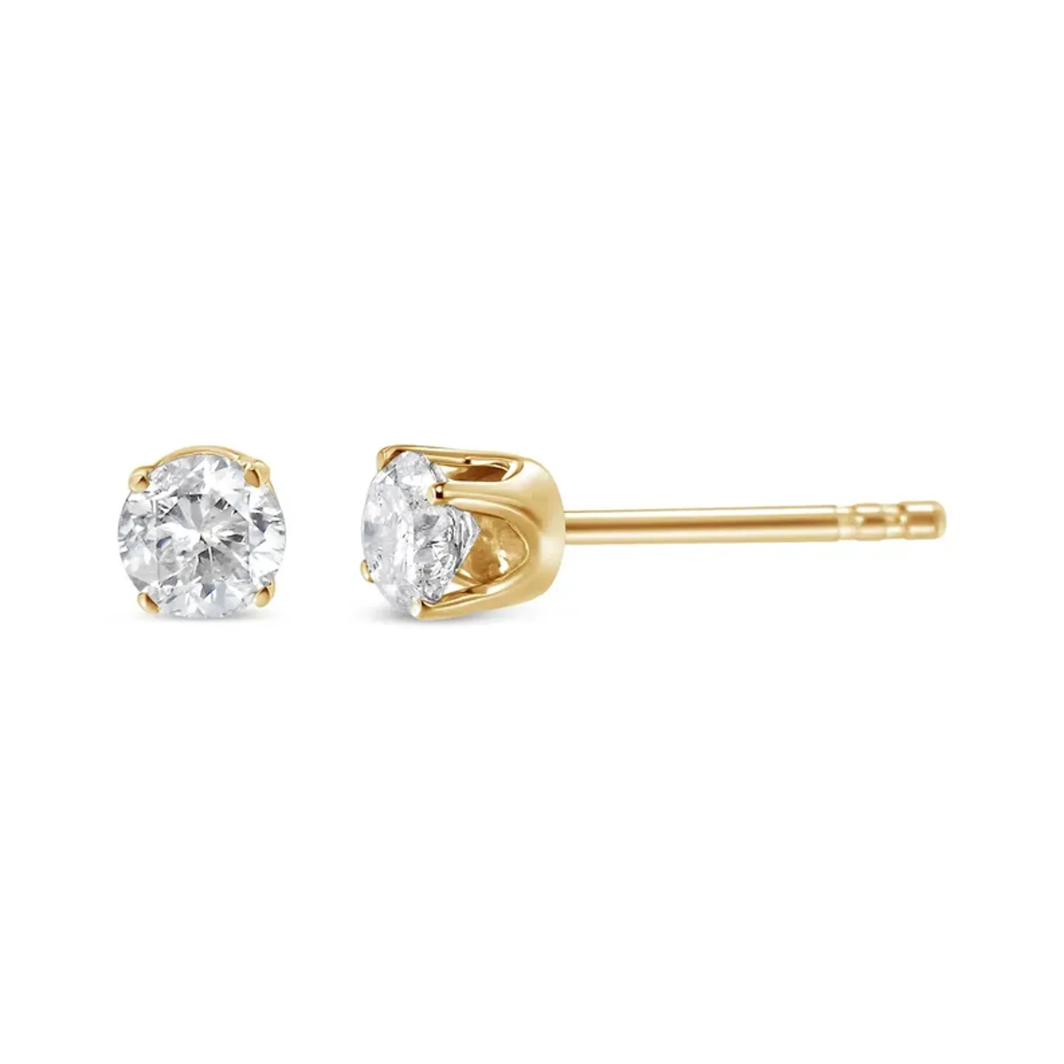 14K Yellow Gold 1/6 Cttw Round Brilliant-Cut Diamond Classic 4-Prong Stud Earrings (K-L Color, SI1-SI2 Clarity)