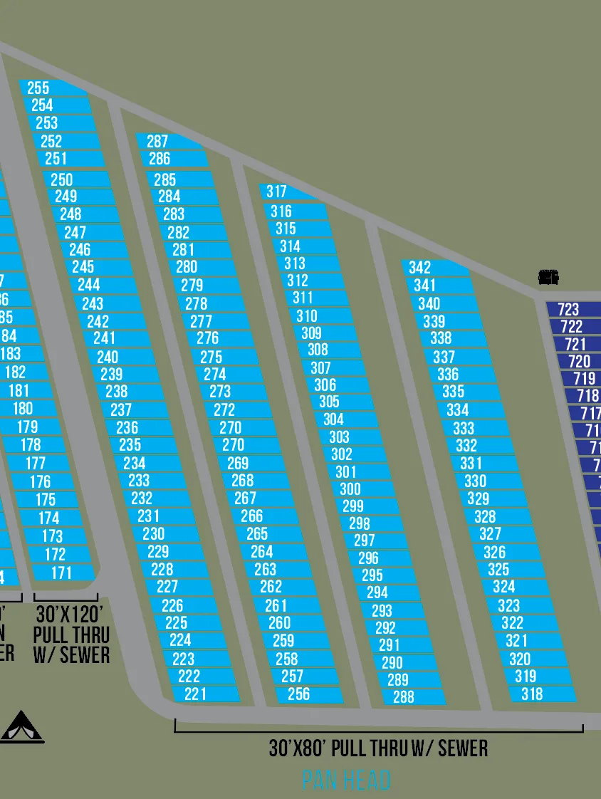 2025 Pan Head RV Park PULL THROUGH Sites 171 - 220