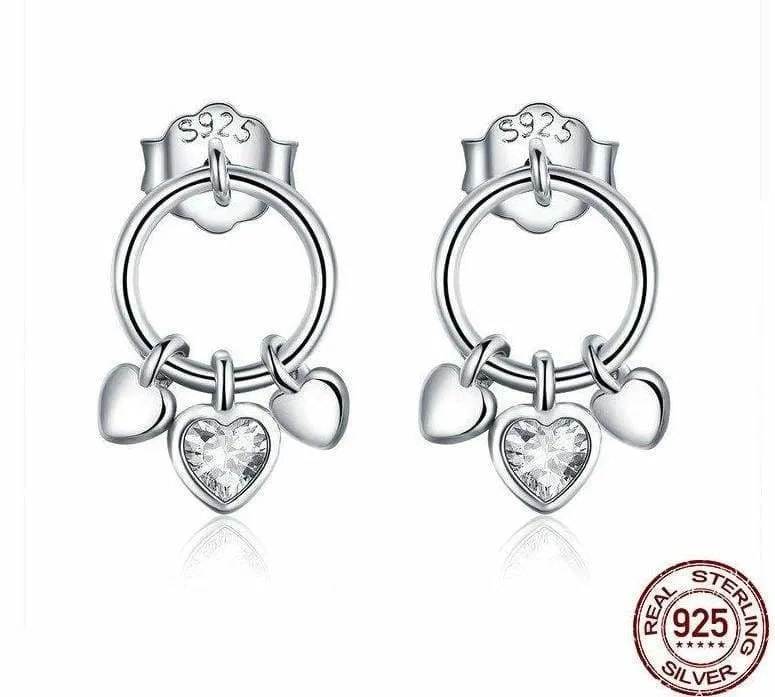 925 Sterling  Heart to Heart Silver Stud Silver Stud Earrings