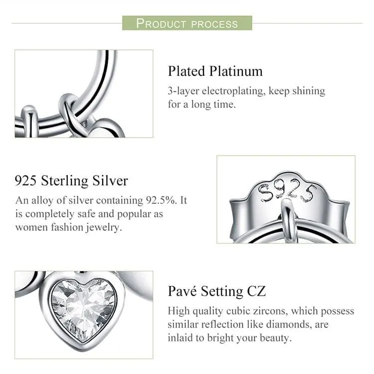 925 Sterling  Heart to Heart Silver Stud Silver Stud Earrings