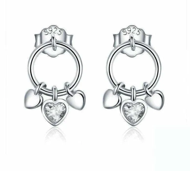 925 Sterling  Heart to Heart Silver Stud Silver Stud Earrings