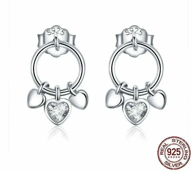 925 Sterling  Heart to Heart Silver Stud Silver Stud Earrings