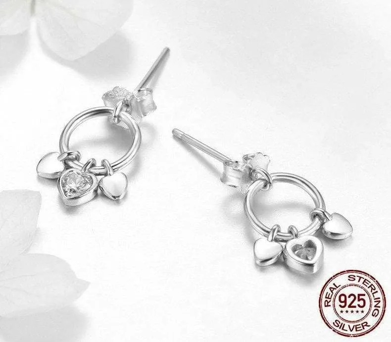 925 Sterling  Heart to Heart Silver Stud Silver Stud Earrings