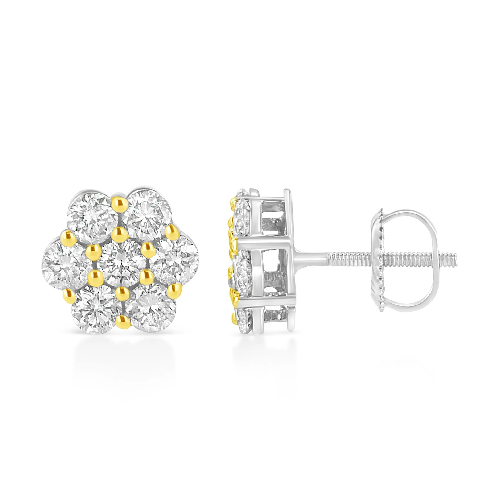 .925 Sterling Silver 1 1/4 Cttw Miracle Set Princess-cut Diamond Solitaire Stud Earrings (H-I Color, I1-I2 Clarity)