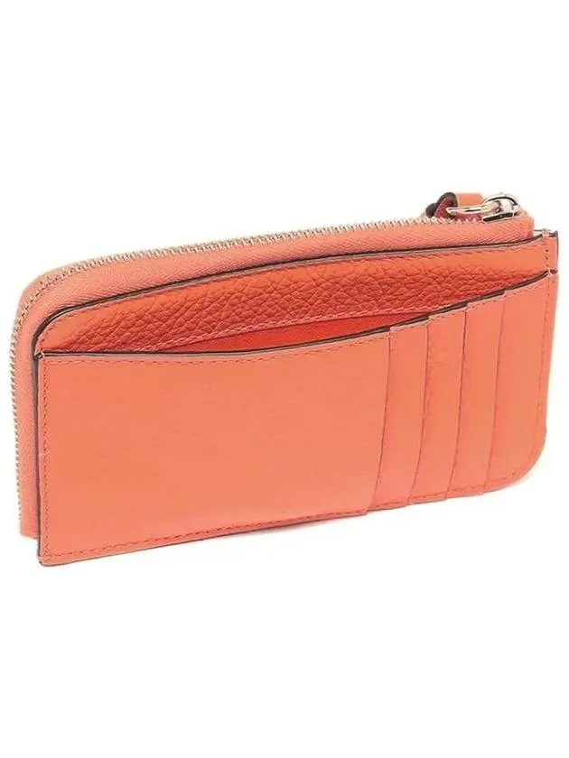 Alphabet Half Zipper Leather Card Wallet Orange