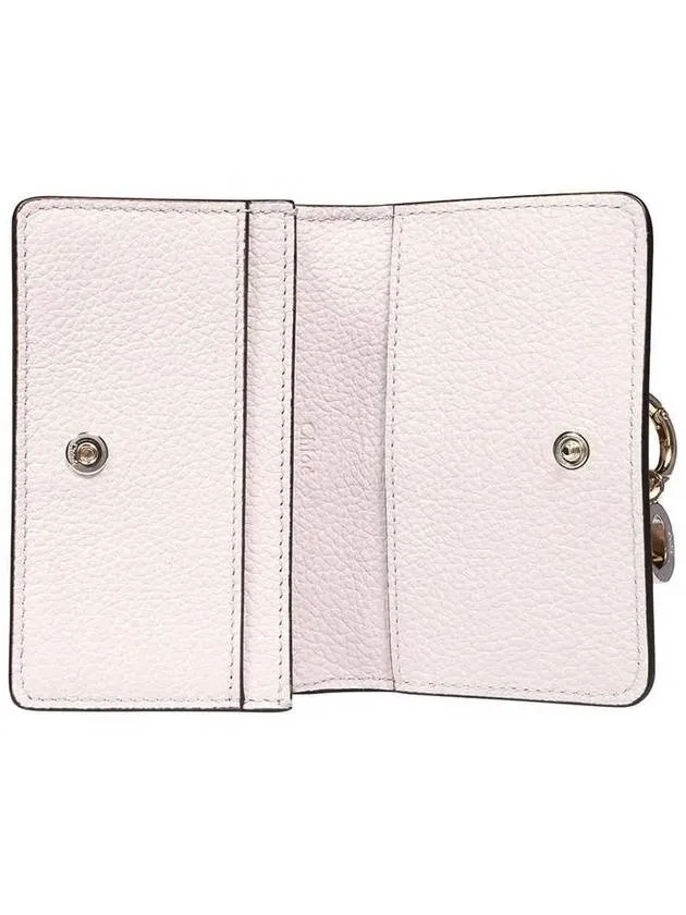 Alphabet Leather Flap Card Wallet Cream