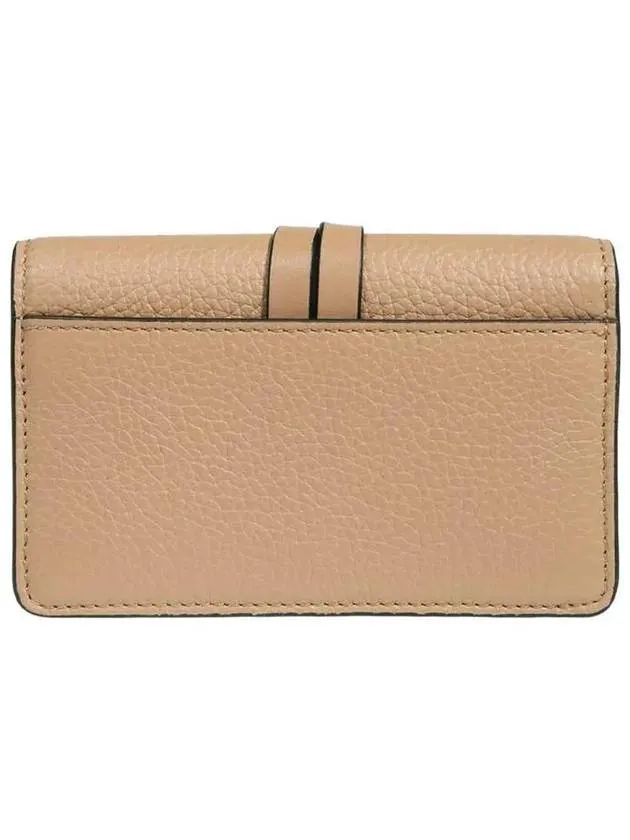 Alphabet Leather Flap Card Wallet Light Tan