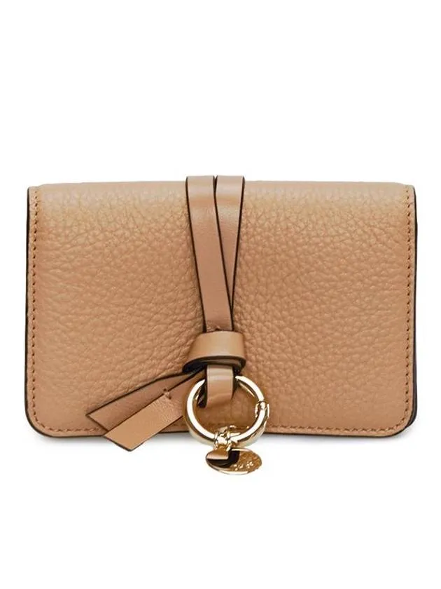 Alphabet Leather Flap Card Wallet Light Tan