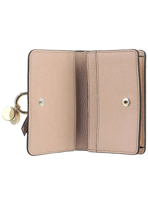 Alphabet Leather Flap Card Wallet Pink