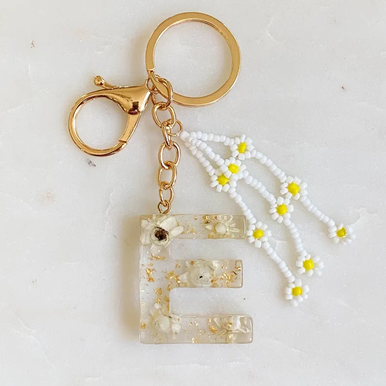 Baby Daisy Initial Key Chain