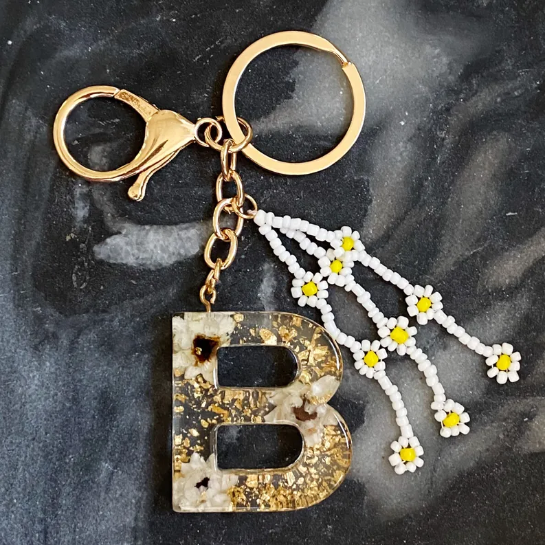 Baby Daisy Initial Key Chain