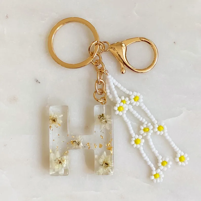 Baby Daisy Initial Key Chain