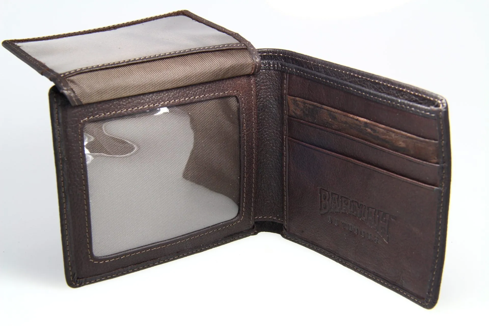 Barmah Kangaroo Leather 1 Fold Wallet - Brown