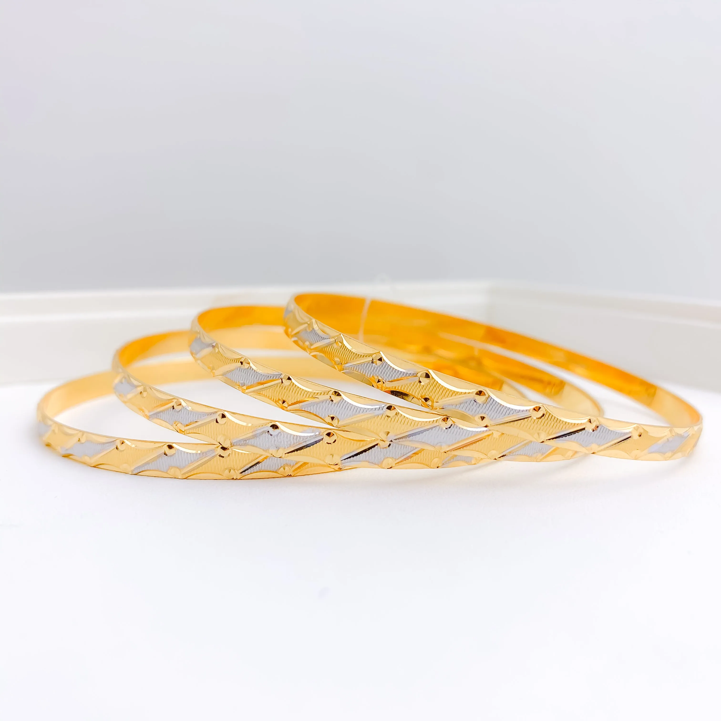 Beautiful Alternating Two-Tone Bangles