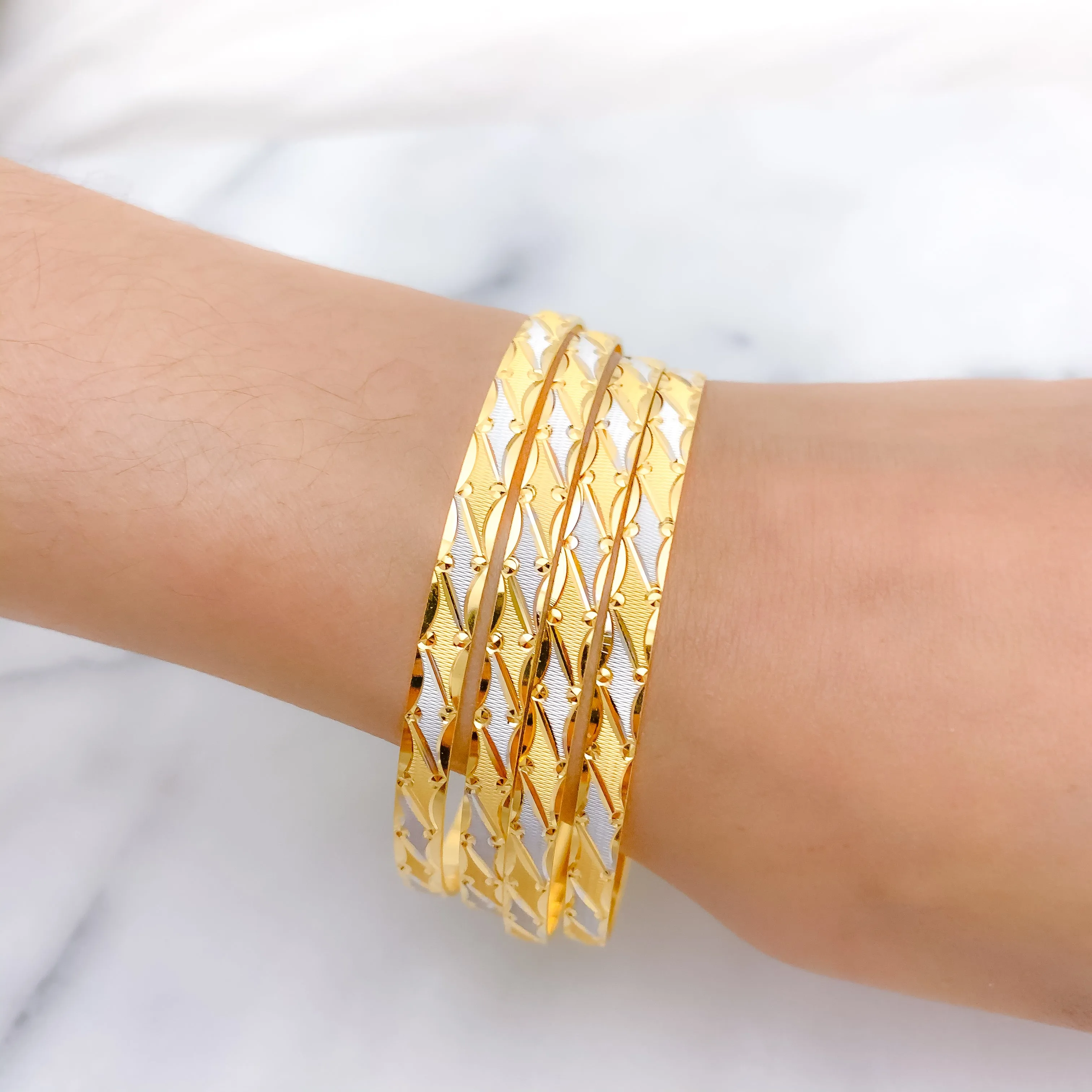 Beautiful Alternating Two-Tone Bangles