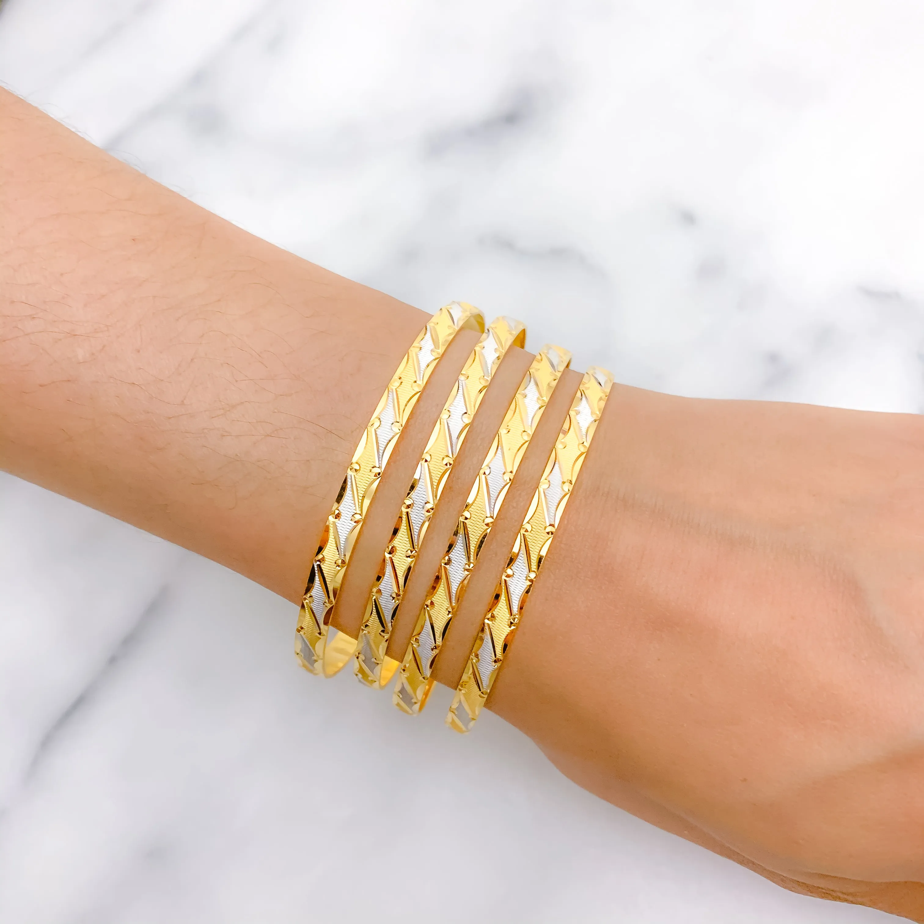 Beautiful Alternating Two-Tone Bangles