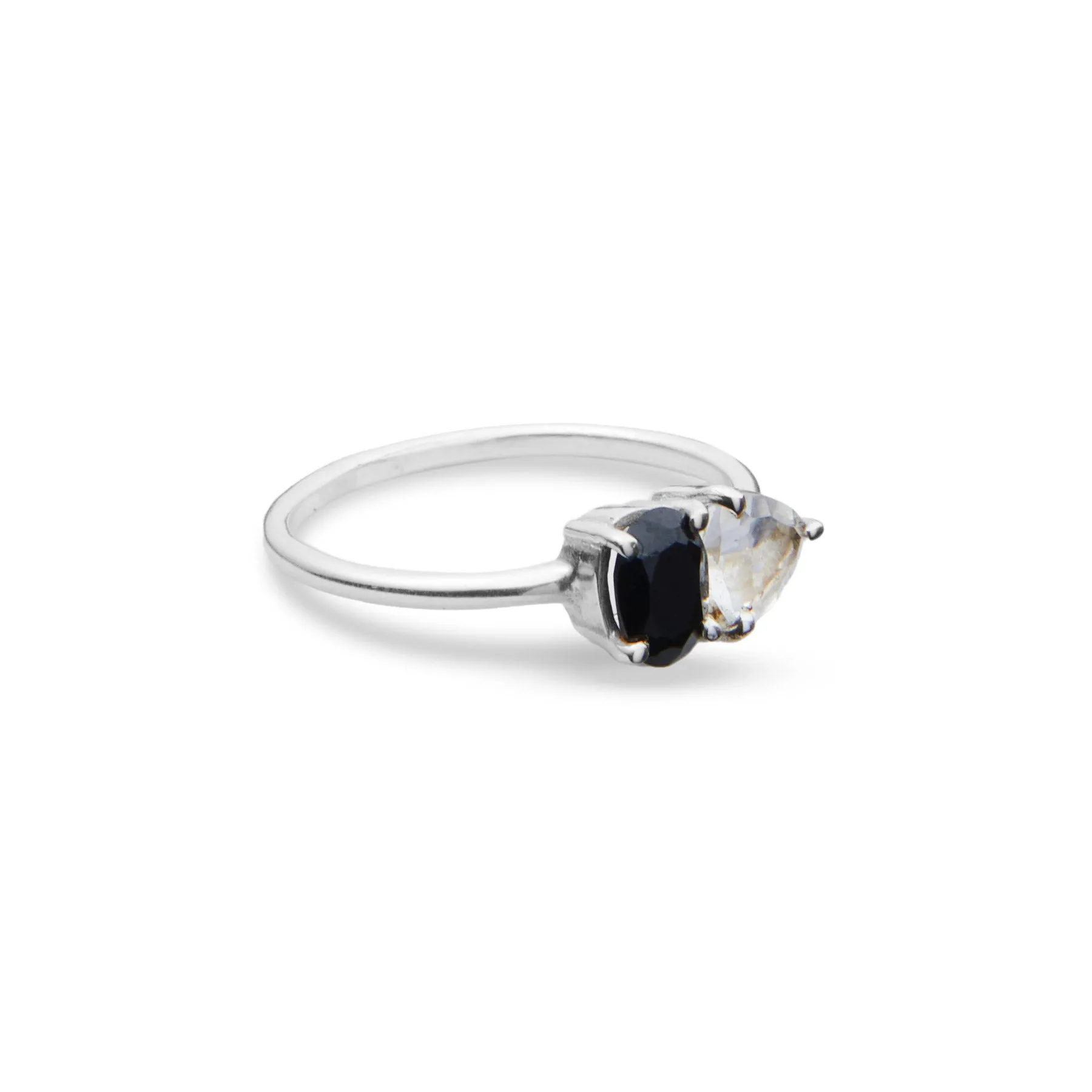 Black Onyx & Clear Quartz Ring