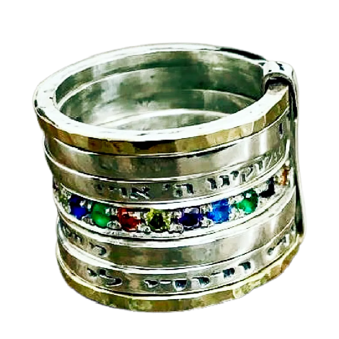 Bluenoemi Israeli Jewelry / Bless Prayer & Poesie Ring / Spinner Rings / Fidget rings for Woman