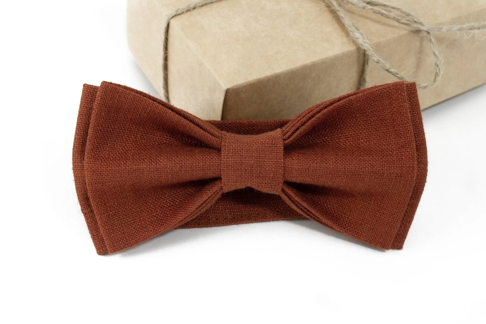 Bow tie in RUST color - Solid Rust Mens Pre-Tied Bow Tie