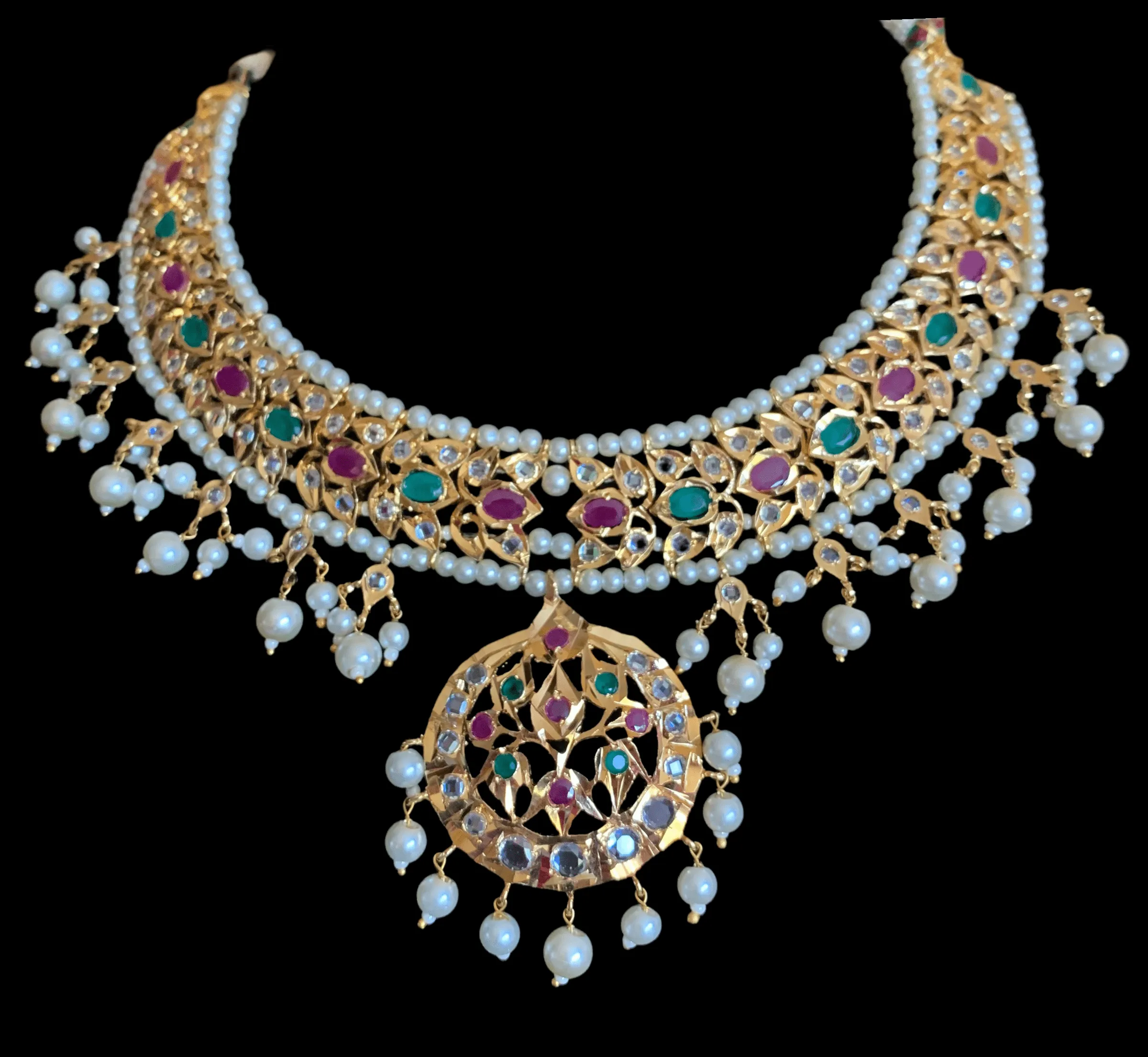 BR5 Neema bridal Hyderabadi set in pearls(SHIPS IN 4 WEEKS )