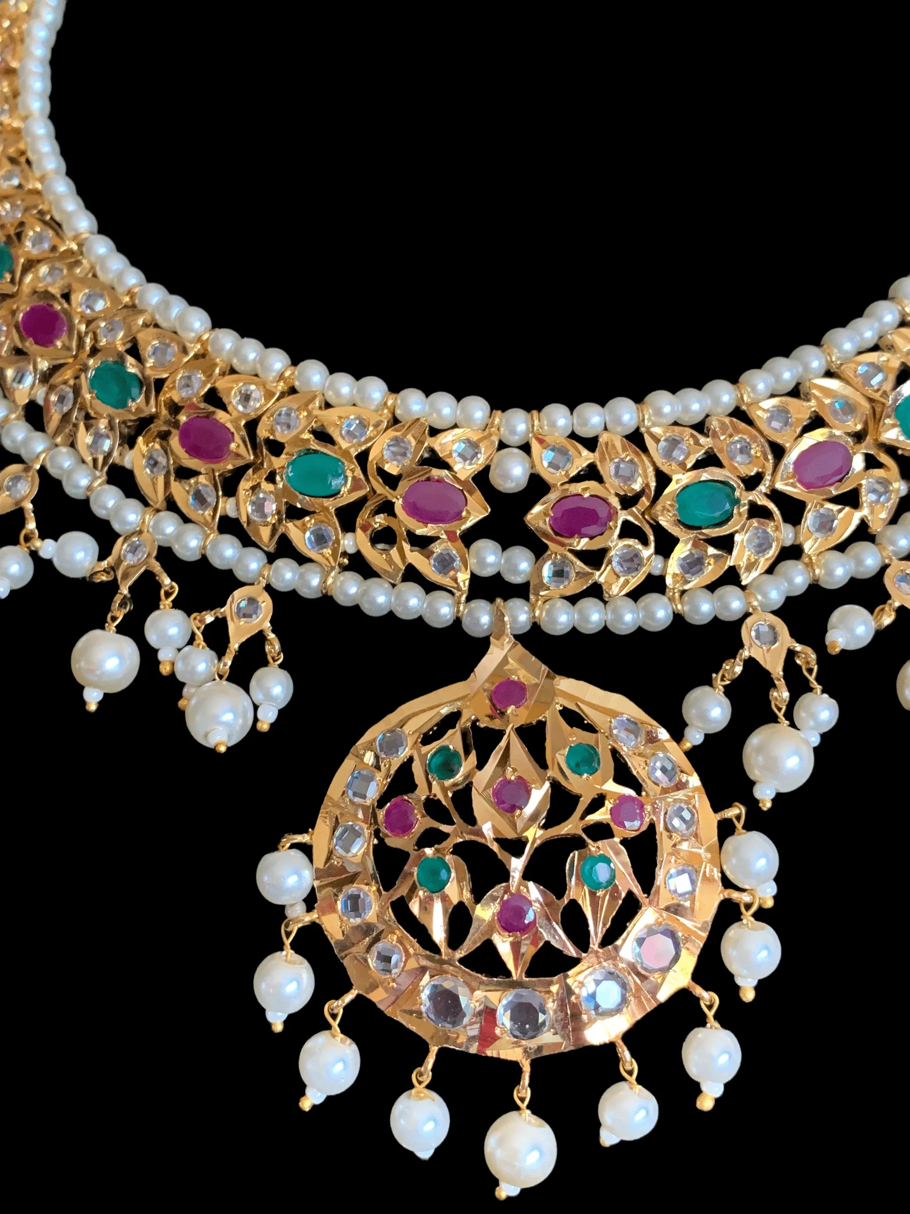 BR5 Neema bridal Hyderabadi set in pearls(SHIPS IN 4 WEEKS )