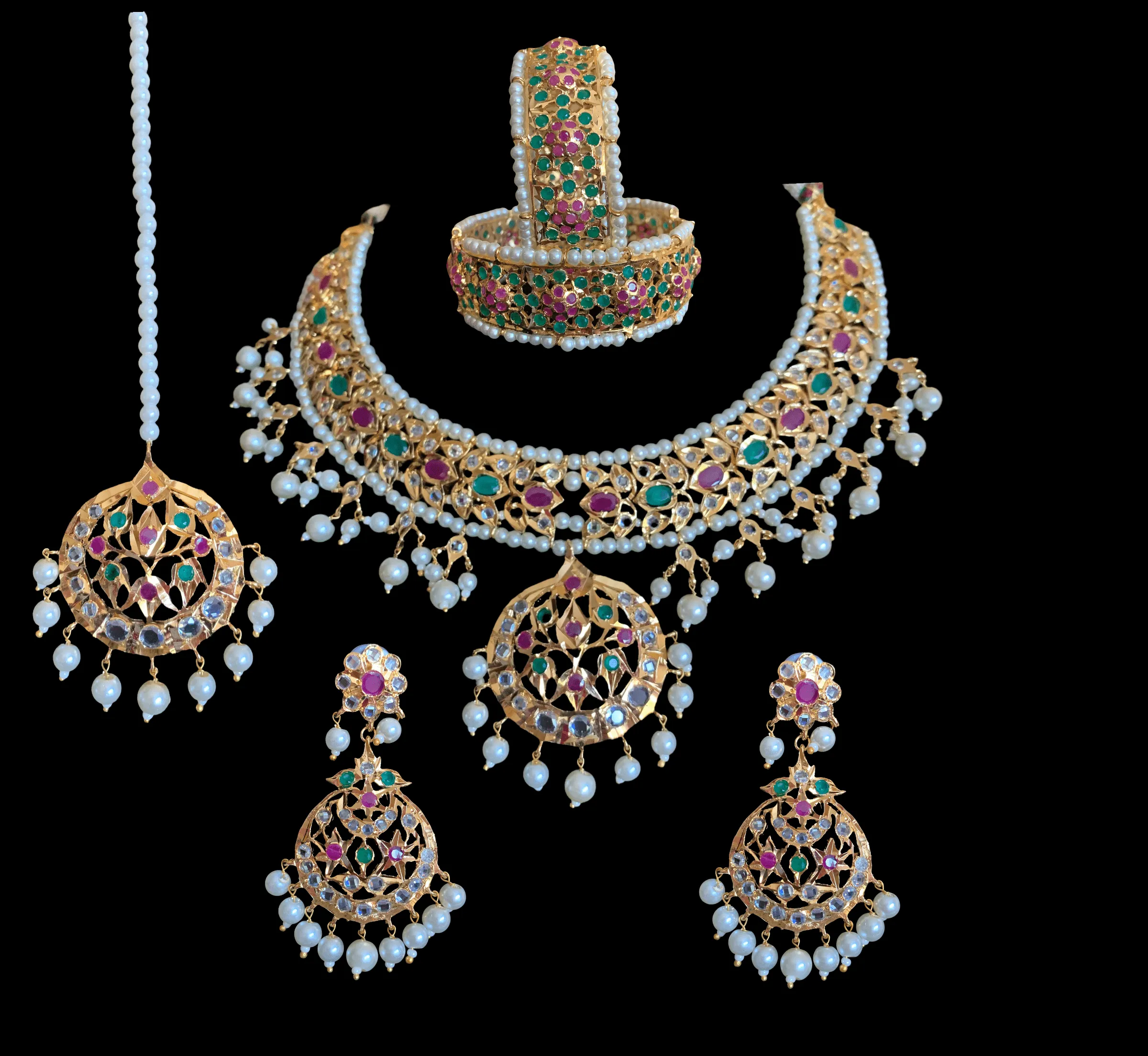 BR5 Neema bridal Hyderabadi set in pearls(SHIPS IN 4 WEEKS )