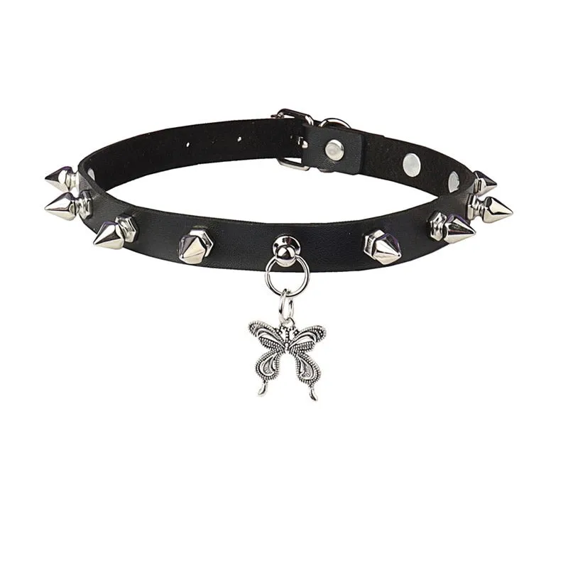 Butterfly PU Leather Choker