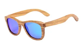 Classy Men Blue Polarized Bamboo Wood Sunglasses