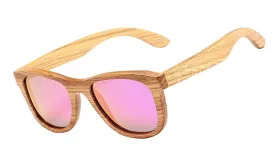 Classy Men Pink Polarized Bamboo Wood Sunglasses