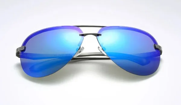 Classy Men Rimless Blue Aviator Sunglasses