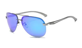 Classy Men Rimless Blue Aviator Sunglasses