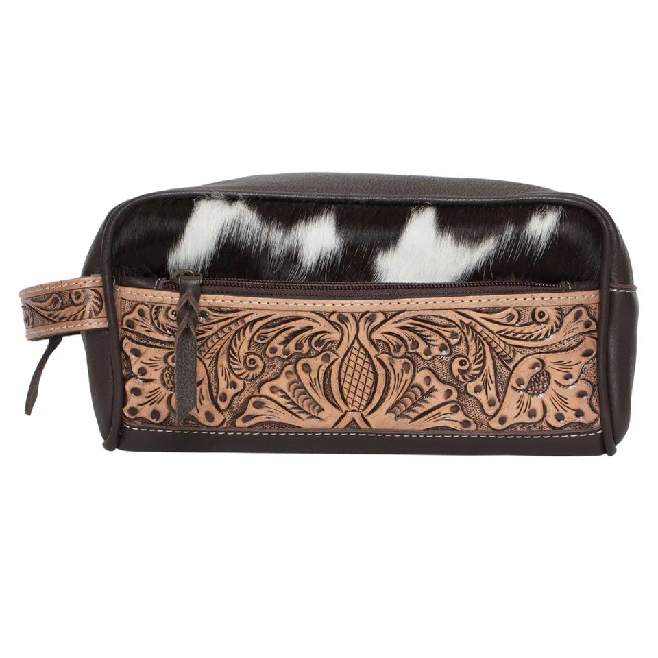 Coro Cowhide Toiletries Bag with Carving Details