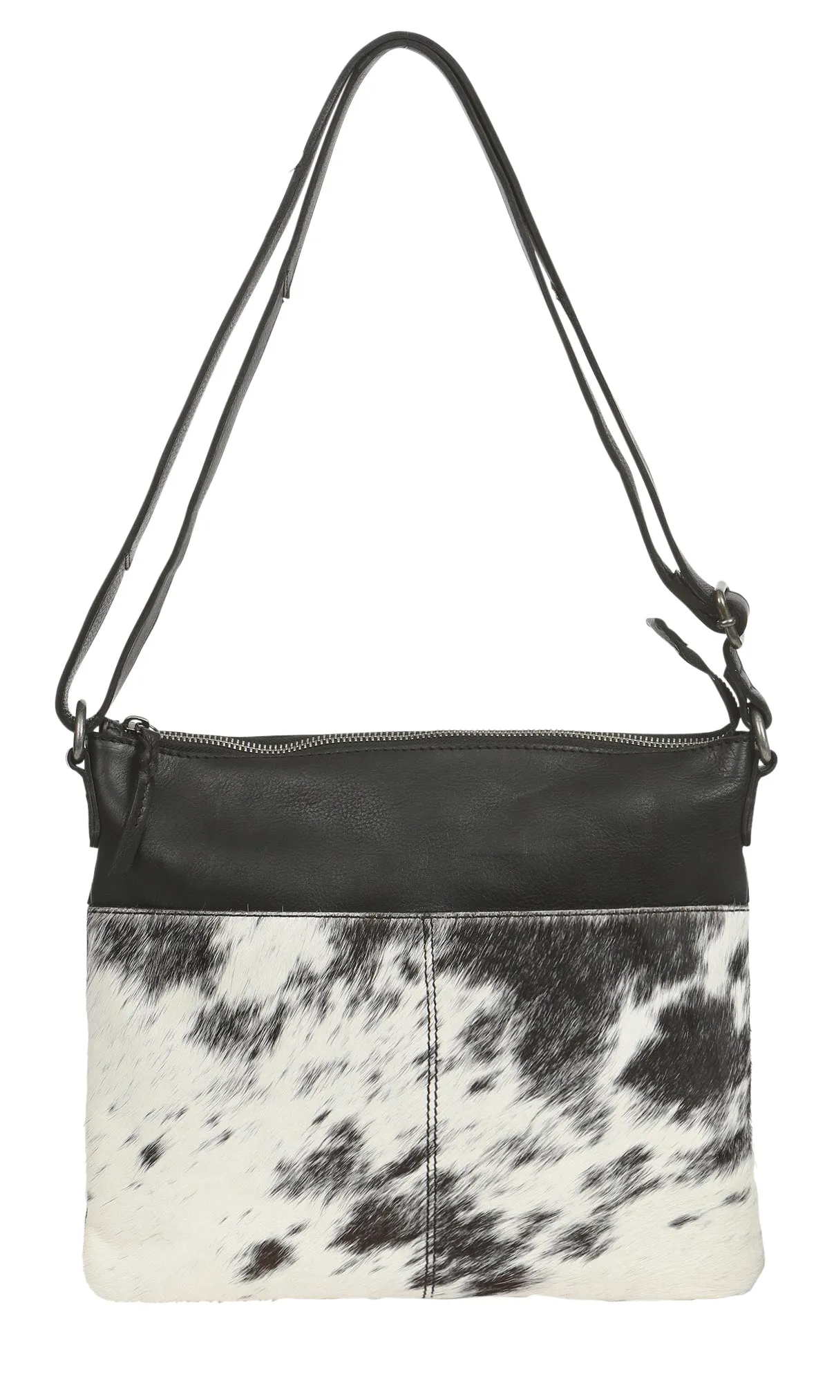 Cowhide & Leather Square Crossbody Bag | 6541