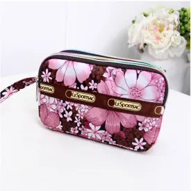 Cute Flaral 3 Zipper Women Clutch Cell Phone Bags Functional Day Clutches Evening  Coin Purse 2016