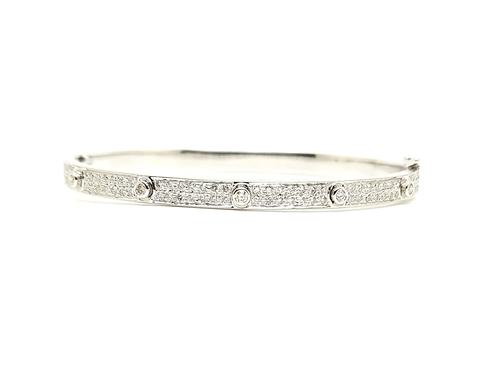 DIAMOND STATION BANGLE BRACELET IN 14K WHITE GOLD