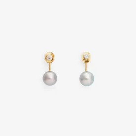 E7102PGW | Grey Pearl Diamond Darling Studs