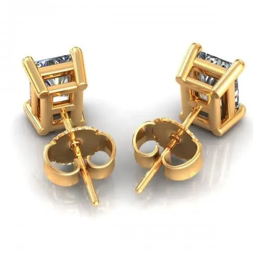 Ecstatic 0.25CT Radiant Cut Diamond Stud Earrings in 14KT Yellow Gold